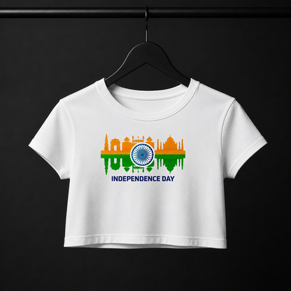 India Independence Day Skyline Baby Tee | Patriotic Graphic Tee