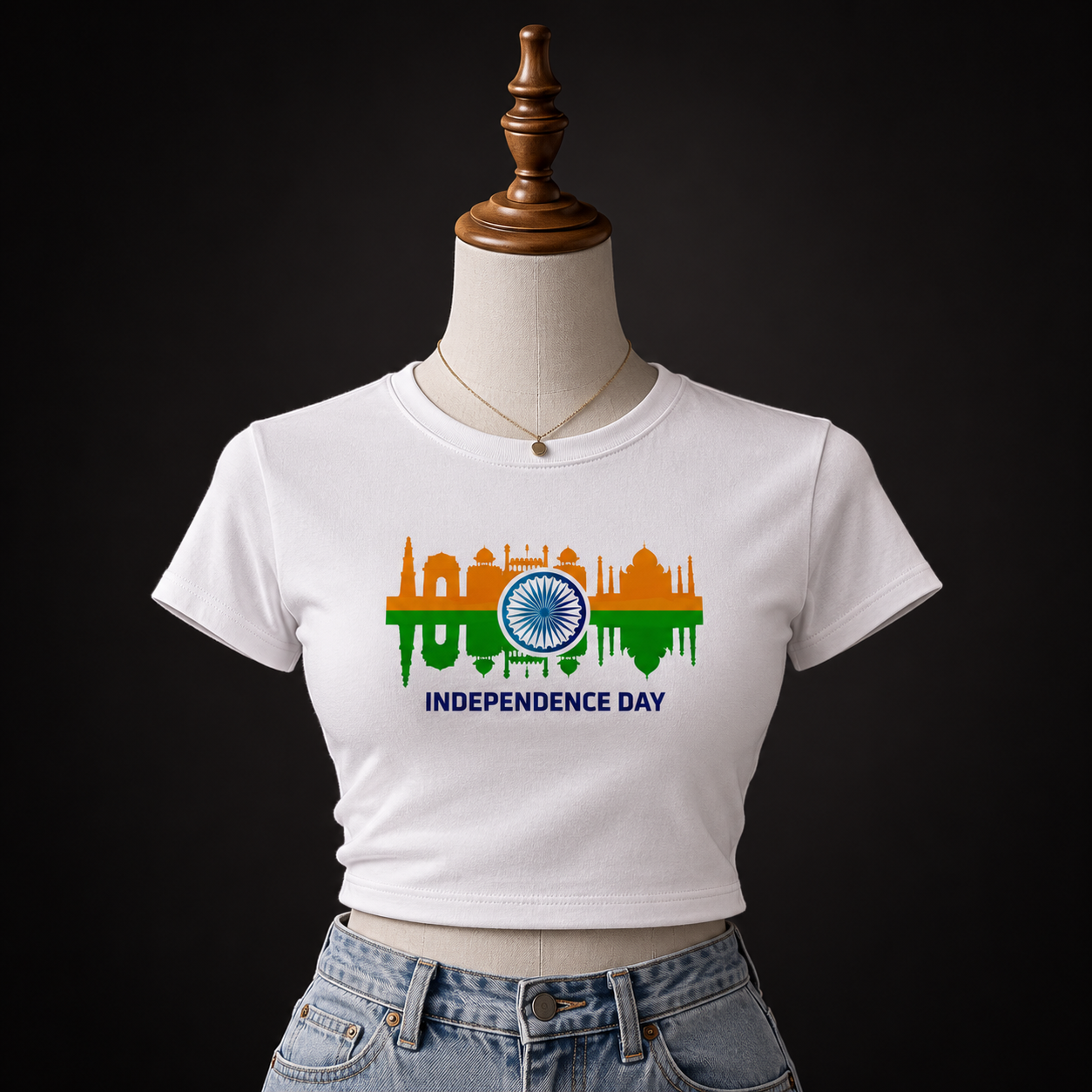 India Independence Day Skyline Baby Tee | Patriotic Graphic Tee