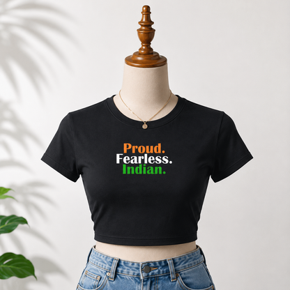 Proud. Fearless. Indian. Baby Tee | Patriotic Graphic Tee