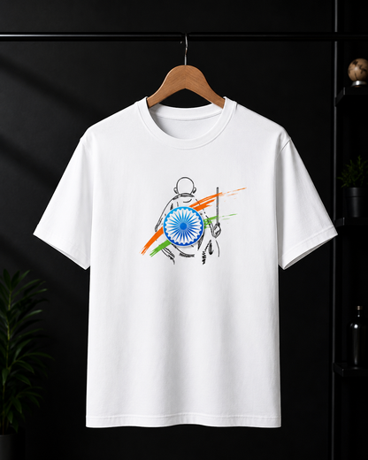 Mahatma Gandhi Minimal T-Shirt | Patriotic Cotton Tee