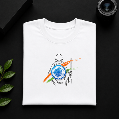 Mahatma Gandhi Minimal T-Shirt | Patriotic Cotton Tee