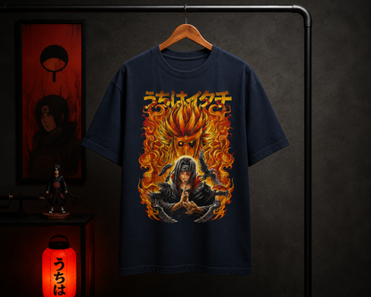 Itachi Uchiha Flame Aura Oversized T-Shirt