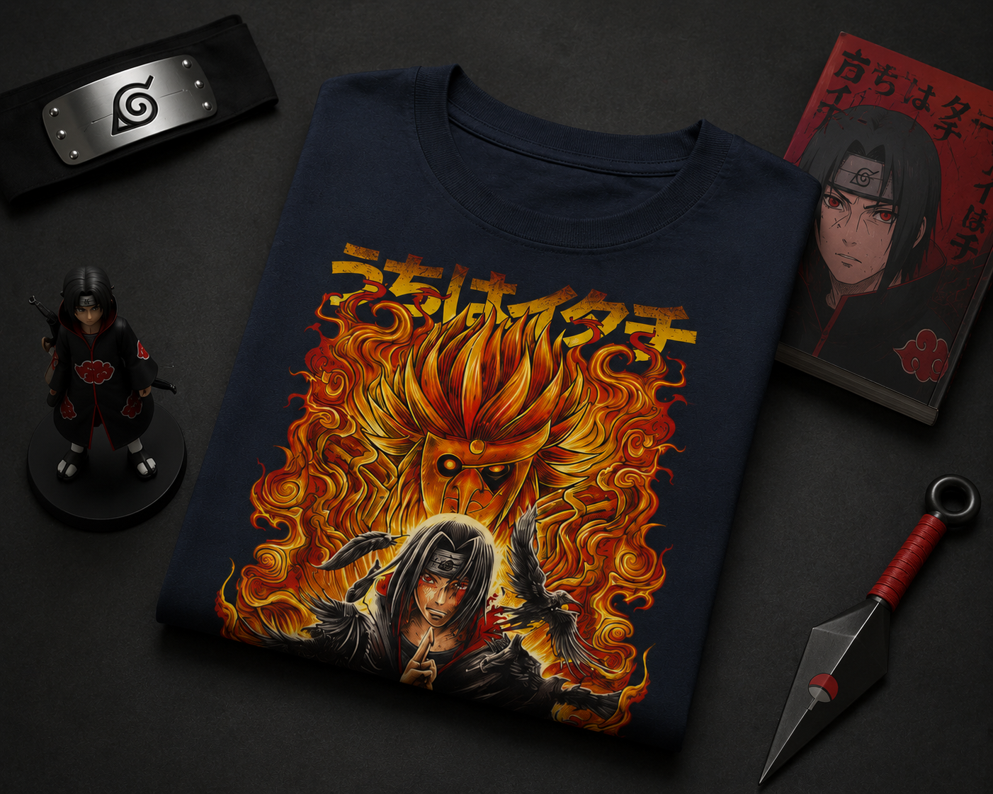 Itachi Uchiha Flame Aura Oversized T-Shirt