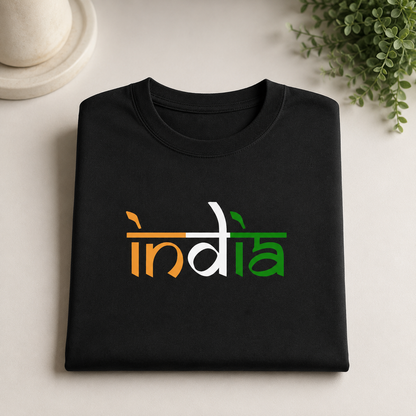 India Tricolor Typography T-Shirt – Minimal Patriotic Edition
