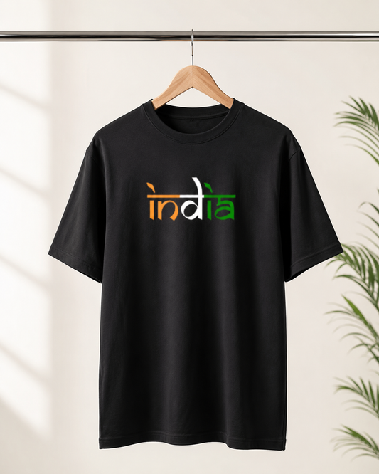 India Tricolor Typography T-Shirt – Minimal Patriotic Edition